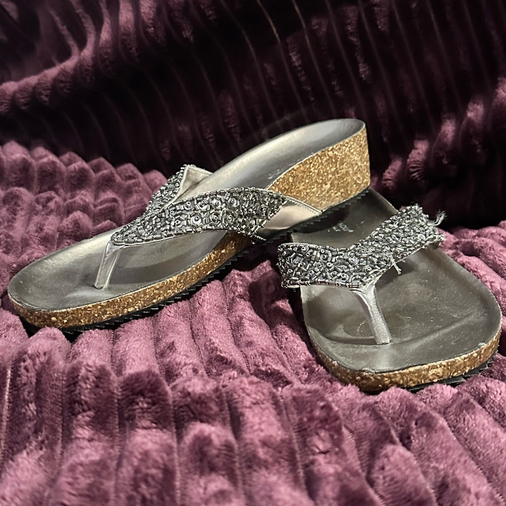 Cute Silver and Gold Beaded/Sequined Women's Sandals
